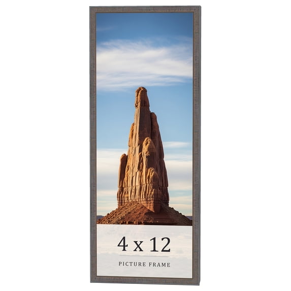 4x12 IN Frame Blue Kingsley Pewter Solid Wood Picture Frame Width 0.75 Inches |Interior Depth 0.5