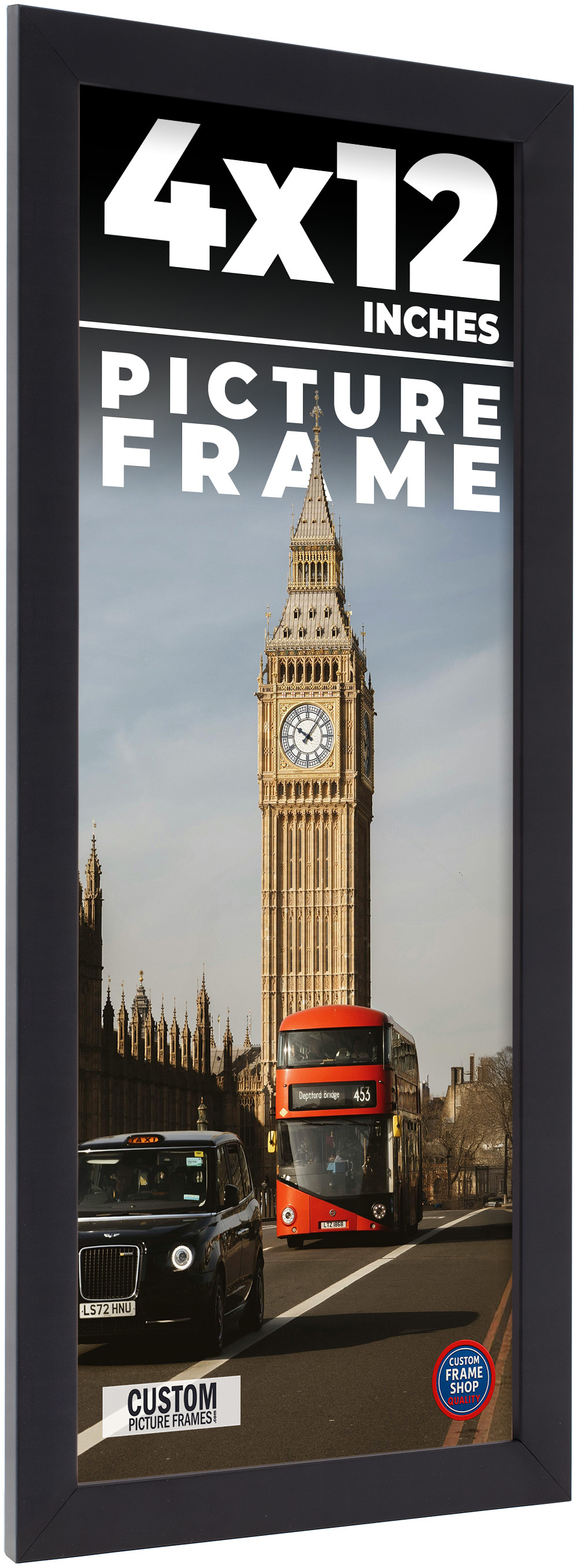 4x12 In Frame Black Real Wood Picture Frame Width 0.75 inches ...