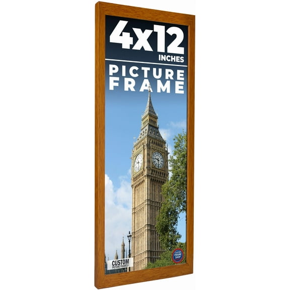 4x12 In Honey Brown Real Wood Picture Frame Width 0.75 inches | Interior Frame Depth 0.5 inches |