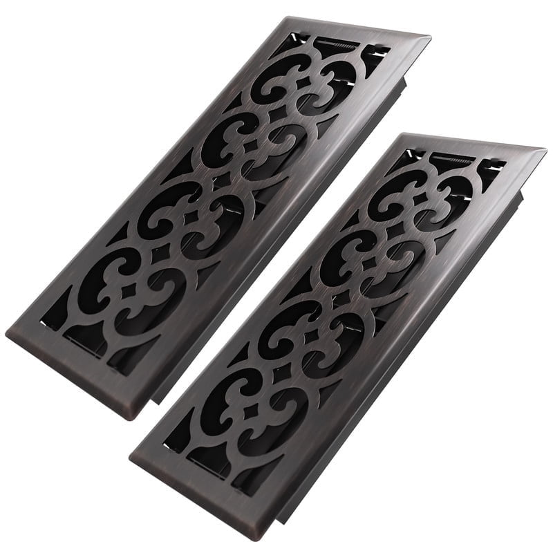 4x12 Inches 2 Pack Heavy Duty Walkable Floor Register Easy Adjust Air Supply Lever Floor Vents - Charlotte Design - Vent Cover for Home Floor - Oil Rubbed Bronze