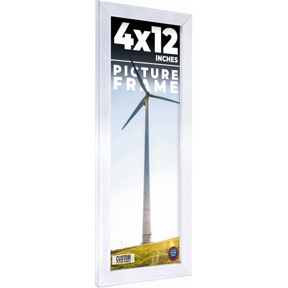 4x12 Silver Wood Picture Frame - UV Acrylic, Foam Board Backing, Hanging Hardware