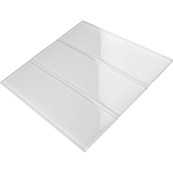 4x12 White Glass Subway  - Kitchen  Bathroom Backsplash , Wall  (1sqt=3pcs)