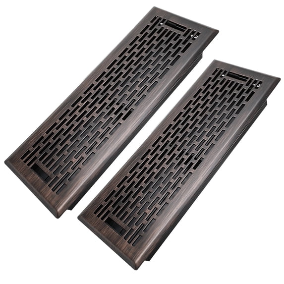 4x14 Inches 2 Pack Heavy Duty Walkable Floor Register Easy Adjust Air Supply Lever Floor Vents - Boston Design - Vent Cover for Home Floor - Oil Rubbed Bronze