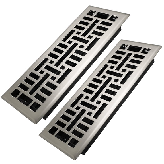 4x14 Inches 2 Pack Heavy Duty Walkable Floor Register Easy Adjust Air Supply Lever Floor Vents - Seattle Design - Vent Cover for Home Floor - Satin Nickel