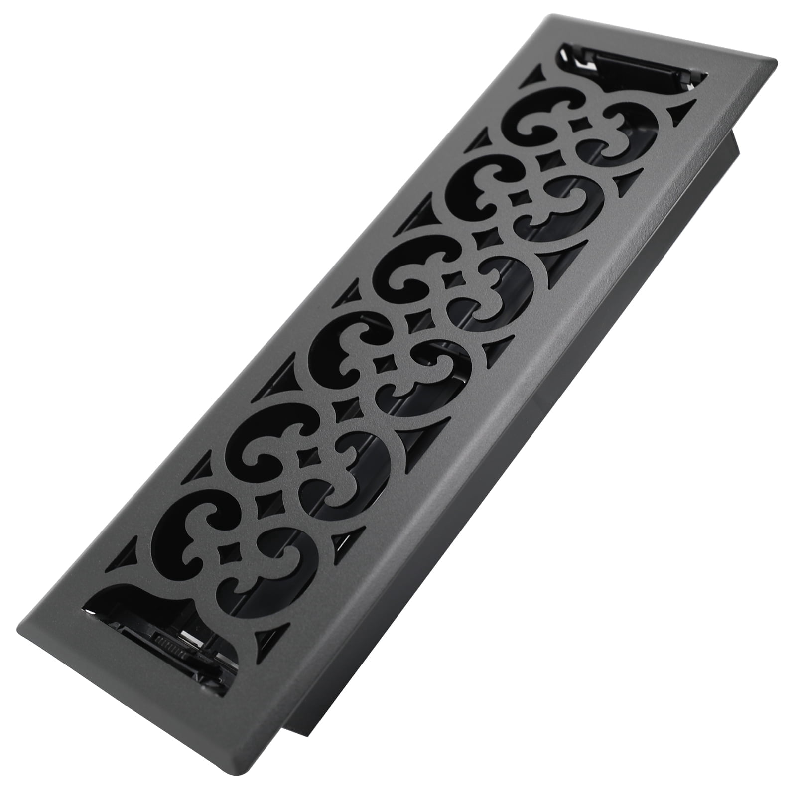 4x14 Inches B Pack Heavy Duty Walkable Floor Register Easy Adjust Air Supply Lever Floor Vents - Charlotte Design - Vent Cover for Home Floor - Matte Black