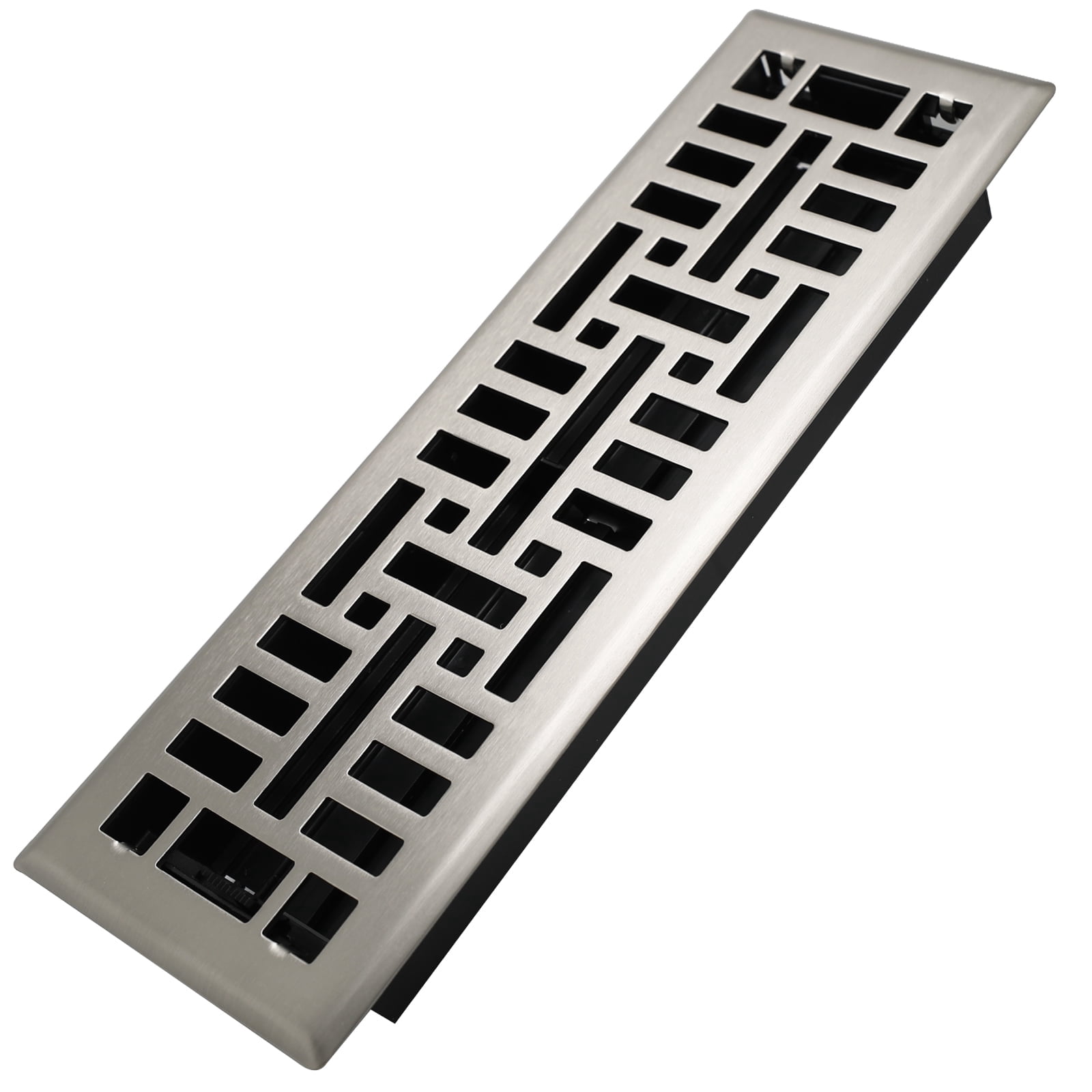 4x14 Inches N Pack Heavy Duty Walkable Floor Register Easy Adjust Air Supply Lever Floor Vents - Seattle Design - Vent Cover for Home Floor - Satin Nickel