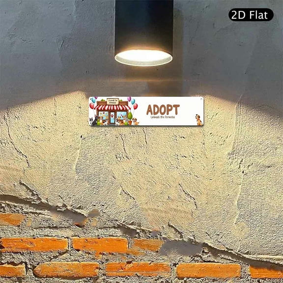 4x16 Inch Aluminum Metal Sign, Adopt Unleash The Potential Cute Puppy And Pet Shop Graphic Wall Art 1pc for Animal Shelter Home Decor
