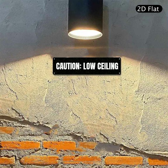 4x16 Inch Aluminum Metal Sign, Caution Low Ceiling Safety Warning Decorative Plaque 1pc for Home Office Garage Warehouse Wall Decor