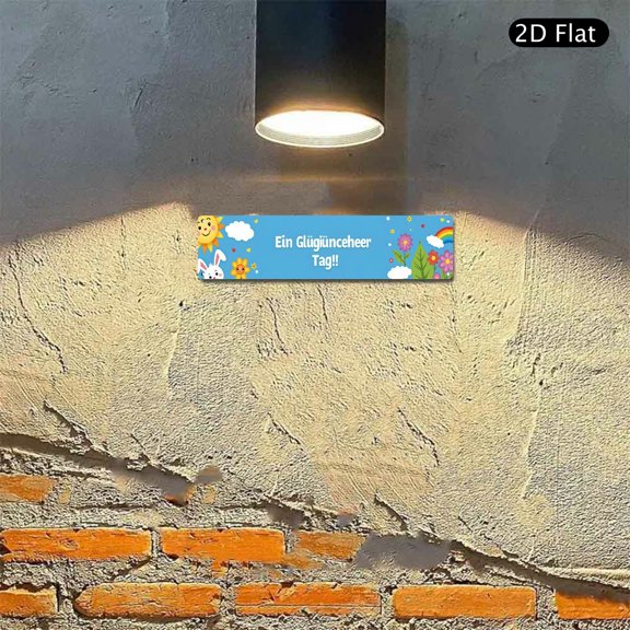 4x16 Inch Aluminum Metal Sign Cheerful Bunny Sun Rainbow Weather Art Funny Quote Wall Decor for Kids Room Nursery Patio Decoration 1pc