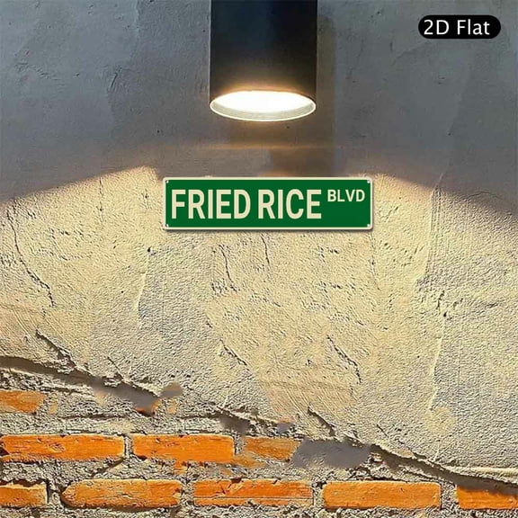 4x16 Inch Aluminum Metal Sign, Fried Rice Blvd Street Name Novelty Wall Art 1pc for Kitchen Dining Room Restaurant Decorative Decor