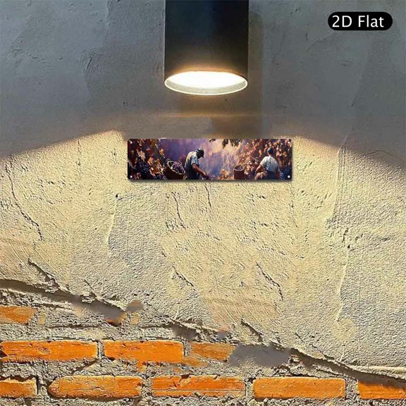4x16 Inch Aluminum Metal Sign, Impressionist Vineyard Grape Harvest Wall Art Decor, Durable Rectangular Wall Plaque for Kitchen Dining Room 1pc