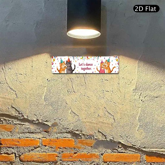 4x16 Inch Aluminum Metal Sign Let's Dance Together Cats Illustration Wall Art Decor Single Piece for Party Celebration