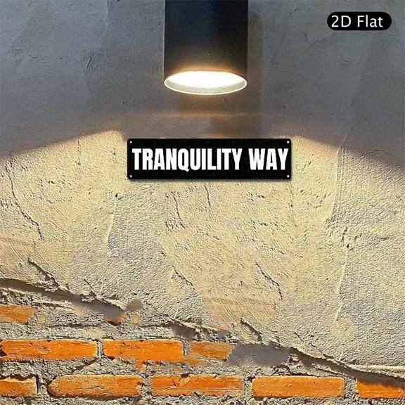 4x16 Inch Aluminum Metal Sign, Tranquility Way Text Wall Art Decor, Modern Rectangular Aluminum Plaque 1pc for Indoor and Outdoor Home Garden Decoration
