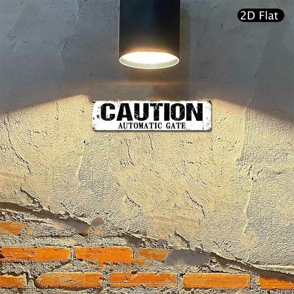 4x16 Inch Aluminum Sign, Caution Automatic Gate Warning Metal Wall Art for Driveway Entrance or Fence Decor 1pc