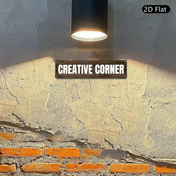 4x16 Inch Aluminum Sign, Creative Corner Rustic Wood Plank Design Metal Wall Art 1pc for Home Office Studio Decor