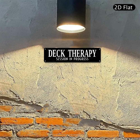 4x16 Inch Aluminum Sign, Deck Therapy Session In Progress Metal Wall Art Decor 1pc for Outdoor Patio Garden Porch Decoration