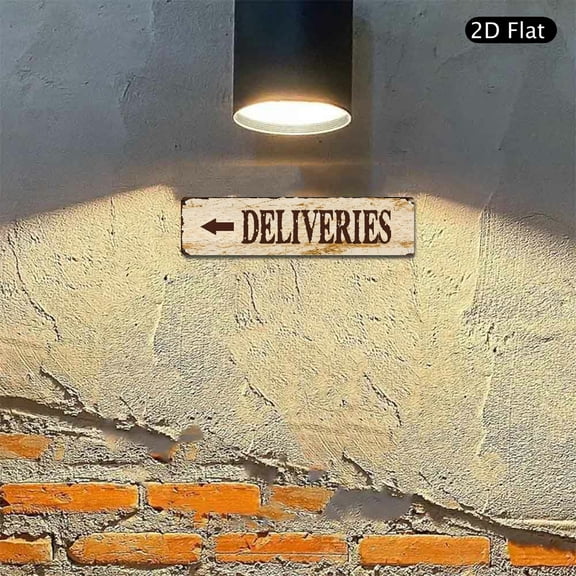 4x16 Inch Aluminum Sign, Deliveries Directional Wall Decor with Rustic Distressed Finish, Metal Plaque for Warehouse Store or Business Office Entrance, 1pc