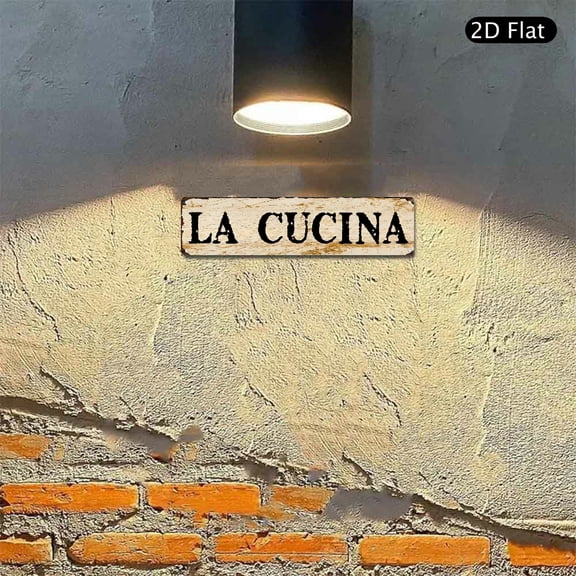 4x16 Inch Aluminum Sign, La Cucina Italian Kitchen Design Metal Wall Art 1pc for Home Restaurant Decor