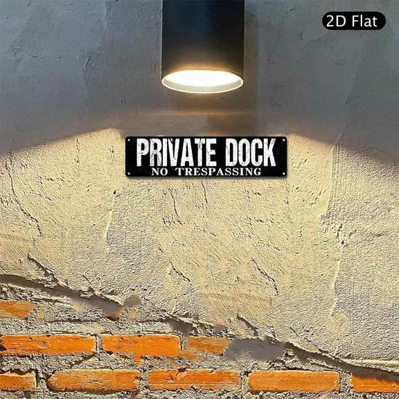 4x16 Inch Aluminum Sign, Private Dock No Trespassing Warning Metal Wall Art 1pc for Lake House Waterfront Property Decor
