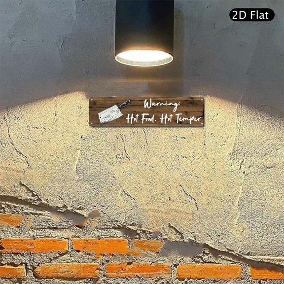 4x16 Inch Aluminum Sign, Warning Hot Food Hot Temper Kitchen Decor Metal Wall Art 1pc for Home Cooking Area or Restaurant Decoration