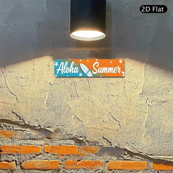 4x16 Inch Aluminum Wall Art, Aloha Summer Tropical Surfboard Print Metal Sign 1pc for Beach House Pool Patio Wall Decor