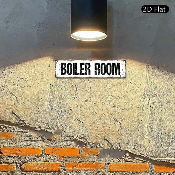 4x16 Inch Aluminum Wall Art, Boiler Room Rustic Distressed Design Metal Sign 1pc for Home Office Basement Industrial Decor