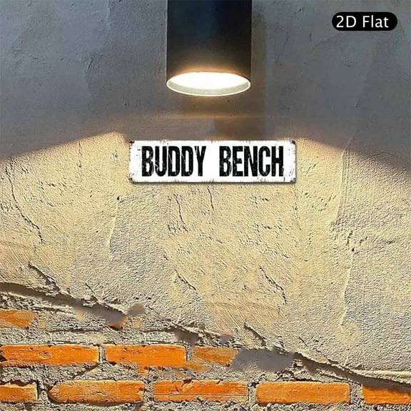 4x16 Inch Aluminum Wall Art, Buddy Bench Rustic Distressed Design Metal Sign 1pc for School Playground Garden Decor
