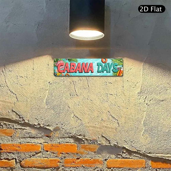 4x16 Inch Aluminum Wall Art, Cabana Days Tropical Beach Theme Metal Sign, Decorative Summer Party Swimming Pool Wall Decor for Indoor Outdoor Use 1pc