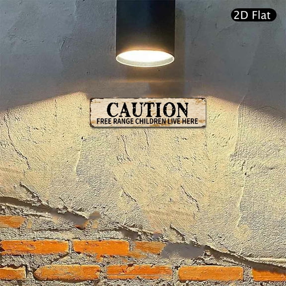 4x16 Inch Aluminum Wall Art, Caution Free Range Children Live Here Decorative Metal Sign 1pc for Home Garden Yard Decor