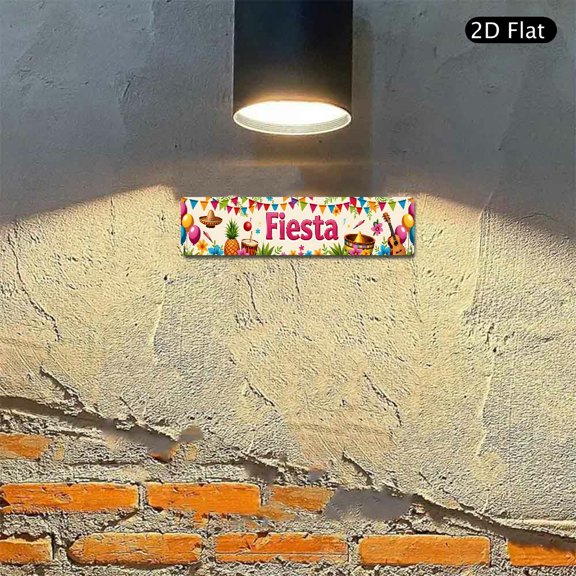4x16 Inch Aluminum Wall Art, Colorful Fiesta Party Themed Metal Sign 1pc for Mexican Celebration Home Kitchen Wall Decor