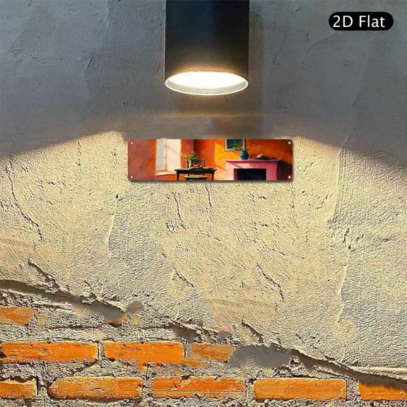 4x16 Inch Aluminum Wall Art, Cozy Kitchen Interior Painting Print Metal Sign 1pc for Home Kitchen Cafe Restaurant Decor