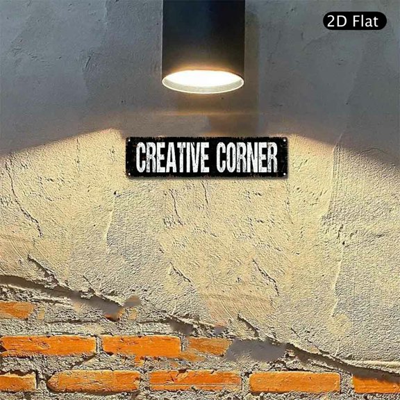 4x16 Inch Aluminum Wall Art, Creative Corner Rustic Metal Sign 1pc for Home Office Studio Wall Decor