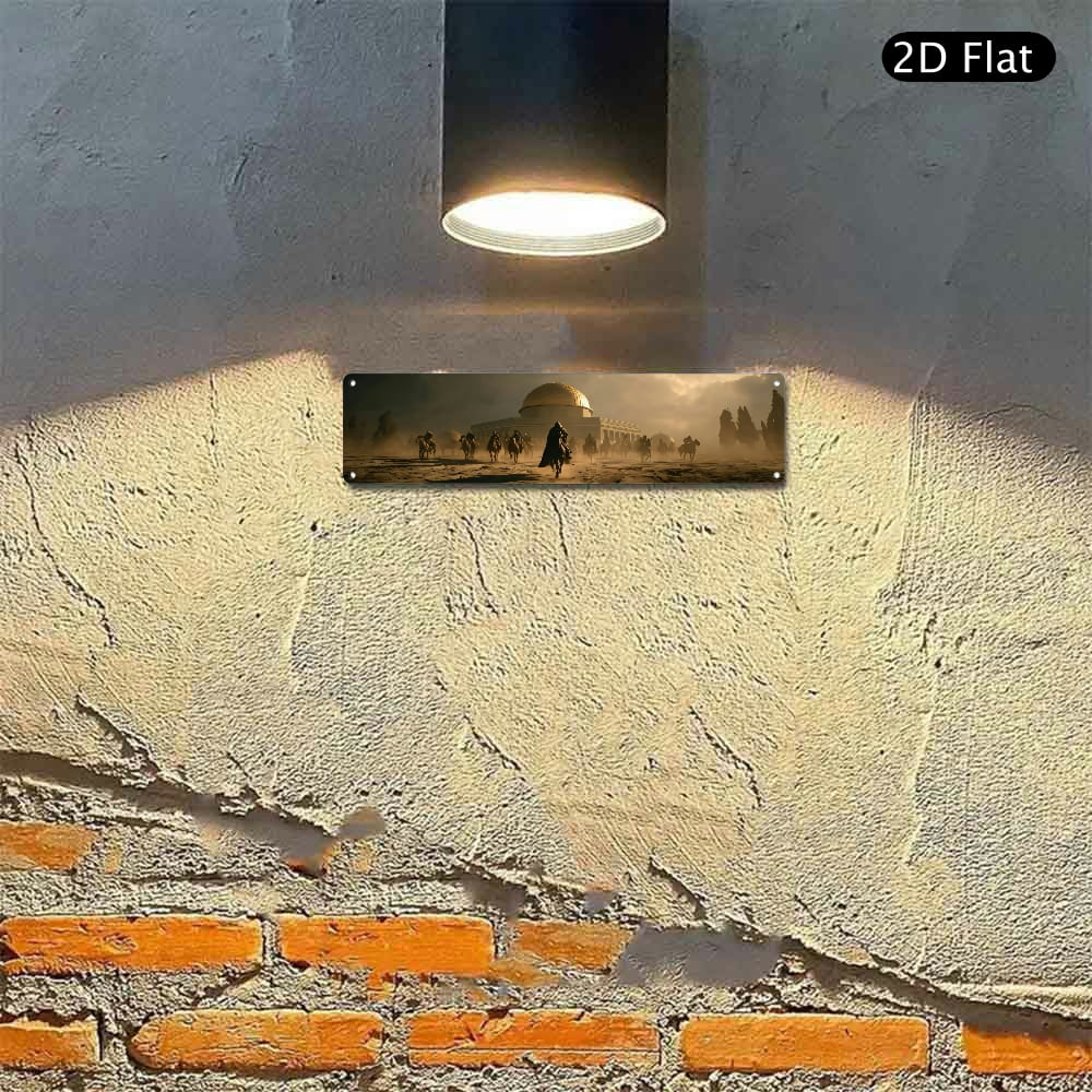 4x16 Inch Aluminum Wall Art, Desert Cavalry and Historic Temple Scene ...