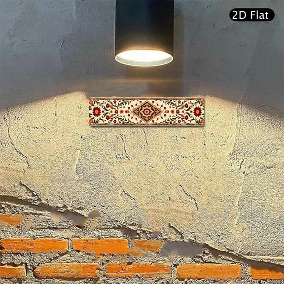 4x16 Inch Aluminum Wall Art, Eastern European Folk Art Floral Pattern Metal Sign 1pc for Home Kitchen Living Room Decorative Wall Decor