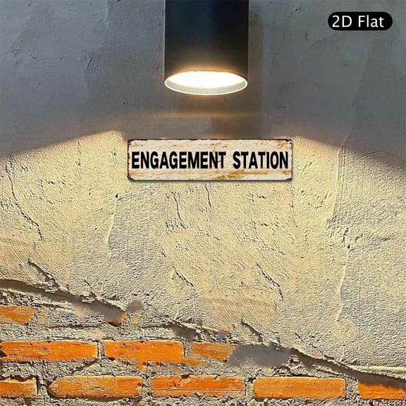 4x16 Inch Aluminum Wall Art, Engagement Station Rustic Vintage Style Metal Sign 1pc for Wedding Party Decor and Event Directional Display