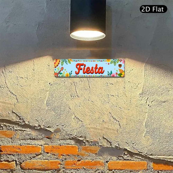 4x16 Inch Aluminum Wall Art, Fiesta Mexican Theme Decorative Metal Sign 1pc for Home Kitchen Patio Party Decoration