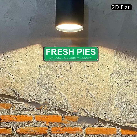 4x16 Inch Aluminum Wall Art, Fresh Pies Fruit Menu Design Metal Sign 1pc for Kitchen Cafe Restaurant Farmhouse Wall Decor