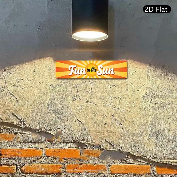 4x16 Inch Aluminum Wall Art, Fun in the Sun Sunshine Pattern Metal Sign 1pc for Summer Beach House Patio Wall Decor