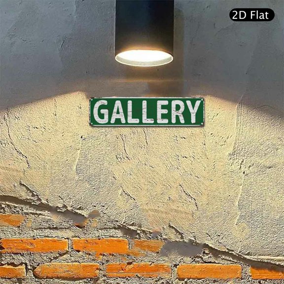4x16 Inch Aluminum Wall Art, Gallery Lettering Design Metal Sign 1pc for Home Office Wall Decor Rustic Green Decorative Plate