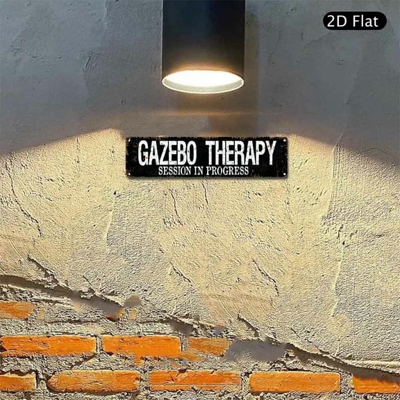 4x16 Inch Aluminum Wall Art, Gazebo Therapy Session In Progress Rustic Metal Sign 1pc for Outdoor Garden Patio and Home Decor