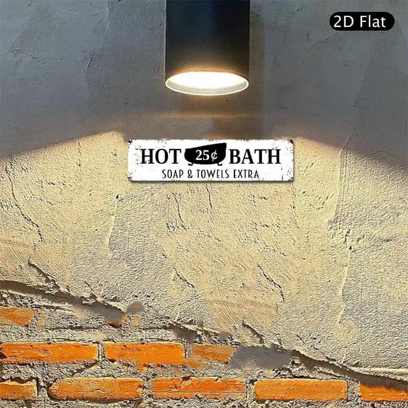 4x16 Inch Aluminum Wall Art, Hot Bath 25 Cent Design Metal Sign 1pc for Bathroom Decor and Vintage Home Wall Decoration