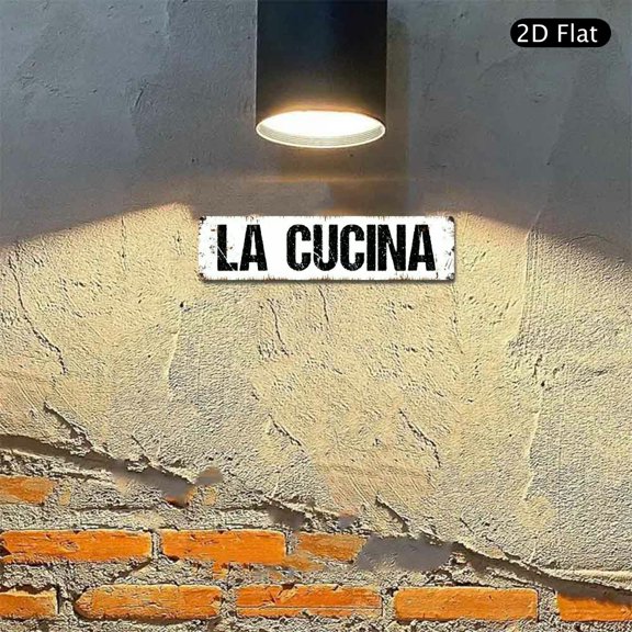 4x16 Inch Aluminum Wall Art, La Cucina Vintage Style Metal Sign 1pc for Kitchen Dining Room Wall Decor