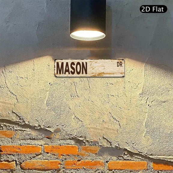 4x16 Inch Aluminum Wall Art, Mason Drive Personalized Street Sign, Vintage Distressed Metal Sign 1pc for Indoor Outdoor Home Decor