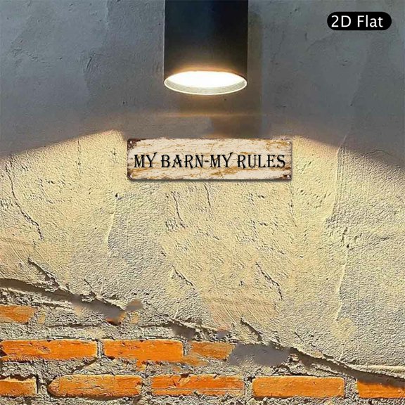 4x16 Inch Aluminum Wall Art, My Barn My Rules Rustic Distressed Design Metal Sign 1pc for Farmhouse Kitchen Garage and Barn Wall Decor
