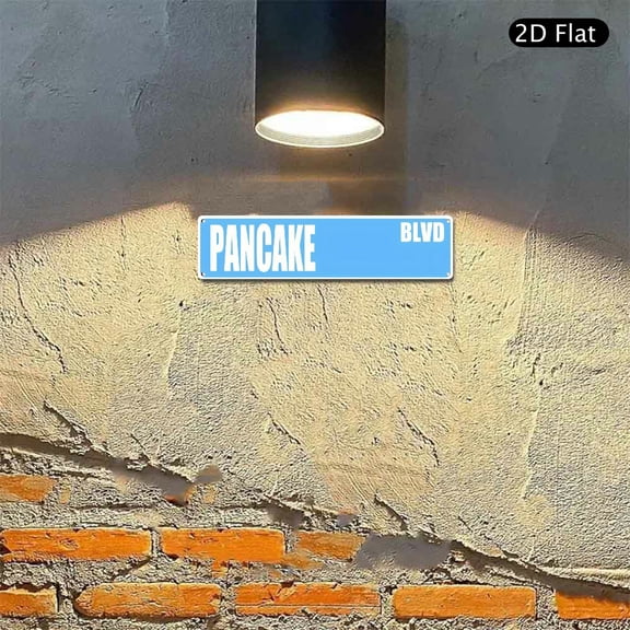 4x16 Inch Aluminum Wall Art, Pancake Blvd Street Name Sign Metal Decor 1pc for Home Kitchen Cafe and Bar Wall Decoration
