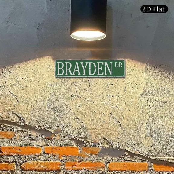 4x16 Inch Aluminum Wall Art, Personalized Brayden Drive Street Sign Decor with Vintage Distressed Finish for Home Room and Office Wall Decoration 1pc