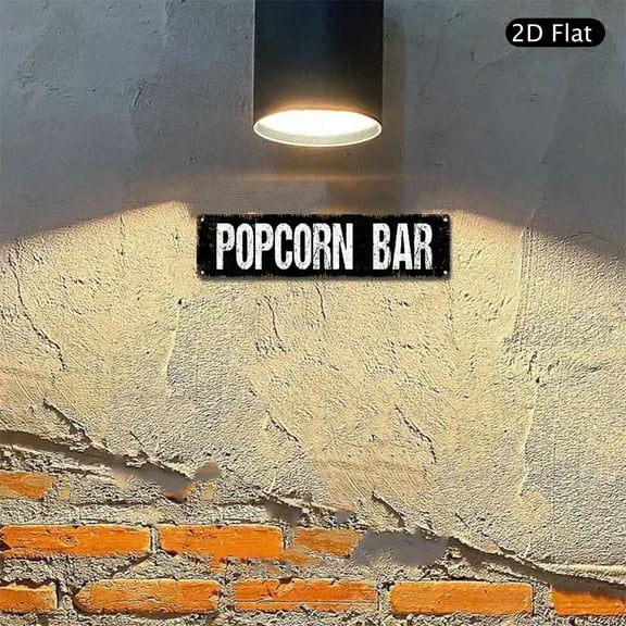 4x16 Inch Aluminum Wall Art, Popcorn Bar Rustic Design Metal Sign 1pc for Home Theater Kitchen and Party Decor