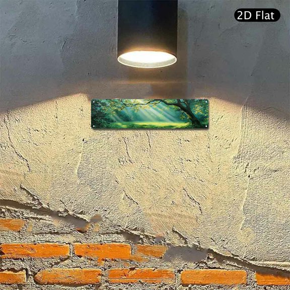 4x16 Inch Aluminum Wall Art, Scenic Forest Landscape with Sunlight Metal Sign 1pc for Home Office Wall Decor and Nature Enthusiasts