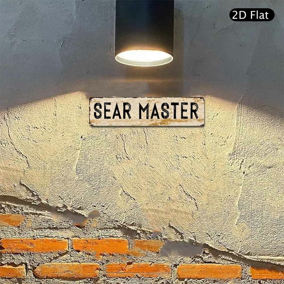 4x16 Inch Aluminum Wall Art, Sear Master Text Design Metal Sign 1pc for Barbecue Grill Kitchen and Patio Decor