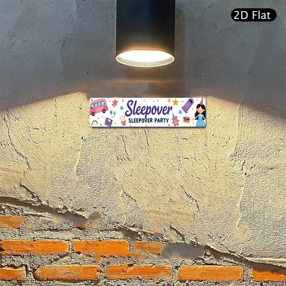 4x16 Inch Aluminum Wall Art, Sleepover Party Theme Metal Sign with ...